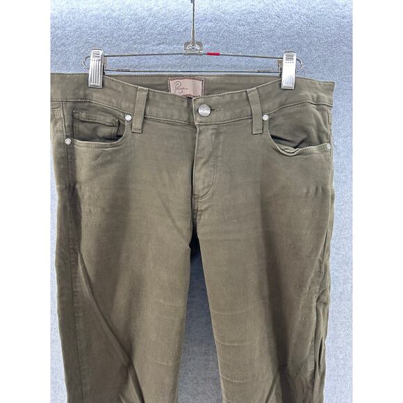 Paige Denim Women's sz 30 Peg Skinny Olive Green Pants Long 31.5" inseam - Picture 2 of 10